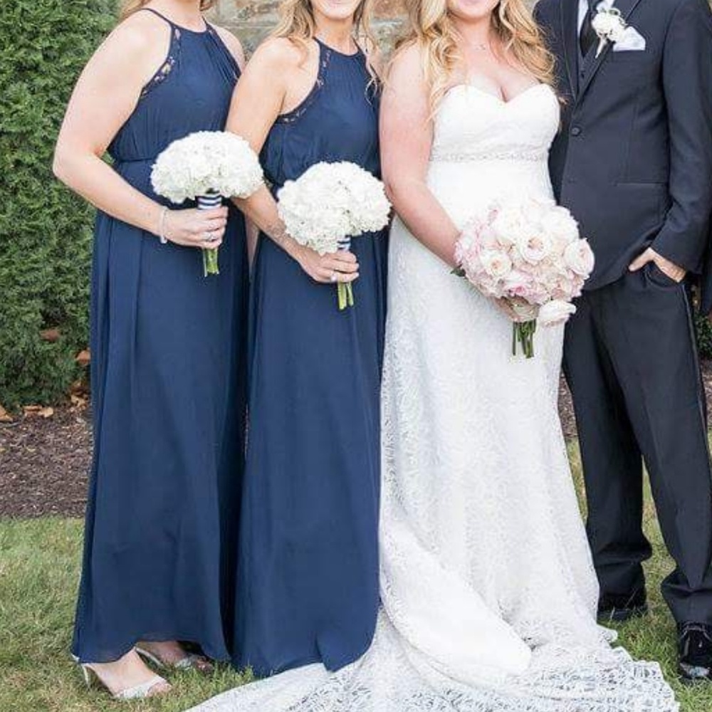 navy bill levkoff bridesmaid dress
